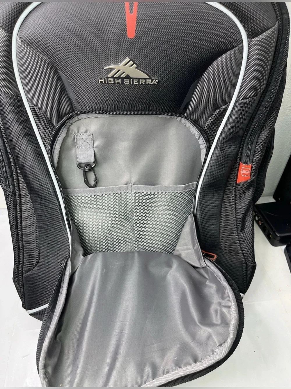 High Sierra Rolling Backpack Black Red Tech Spot Laptop Pocket Travel Adventure